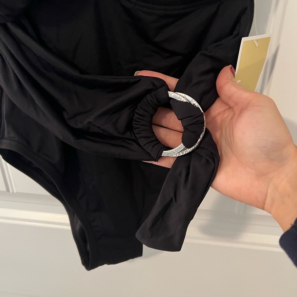 NWT - Michael Kors Belted Surplice Plunge One Piece - Iconic Solids - Size 6 - Picture 4 of 7